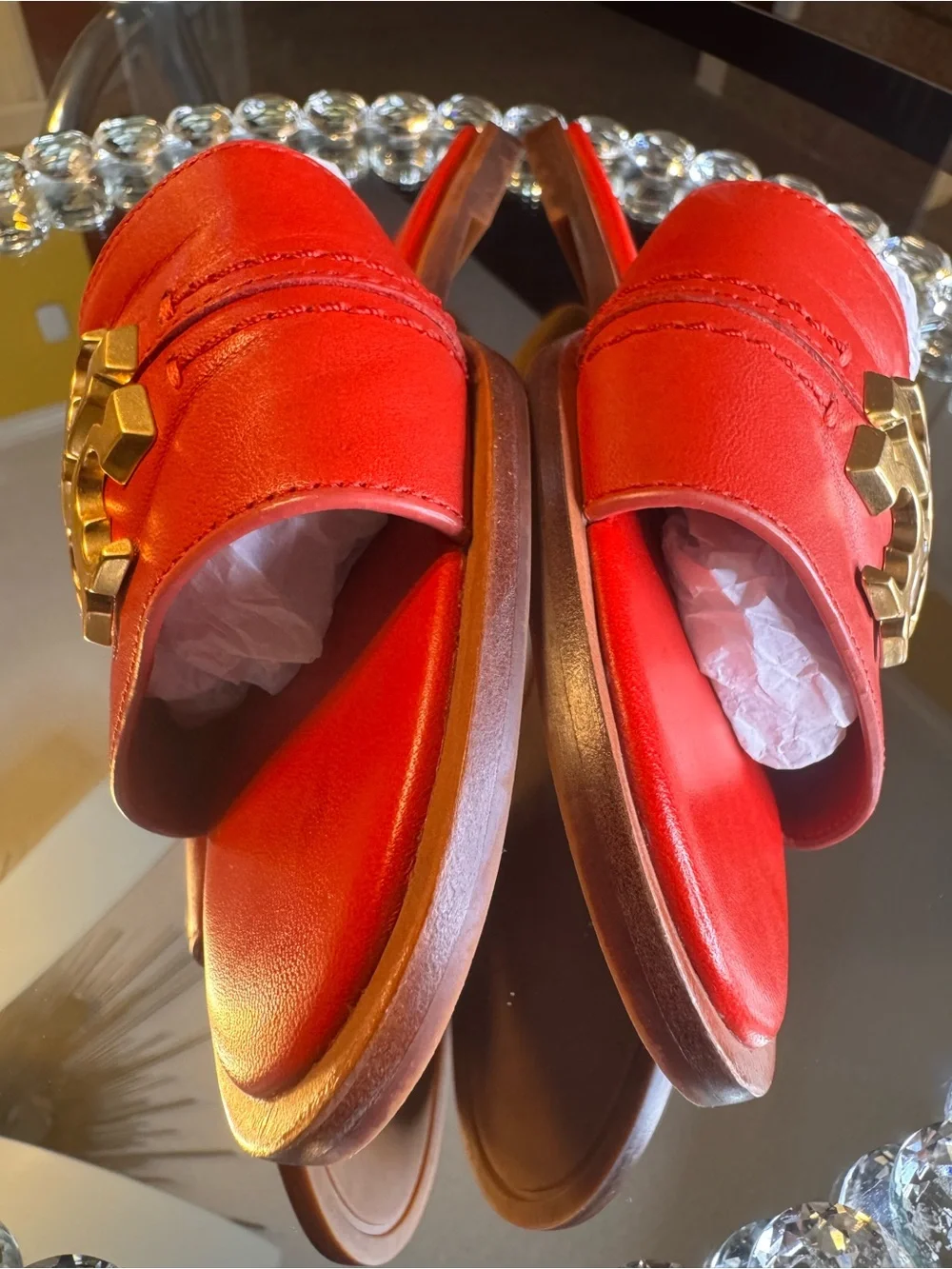 Tory Burch Tory Burch Red Leather Everly Slide Flats Size 8